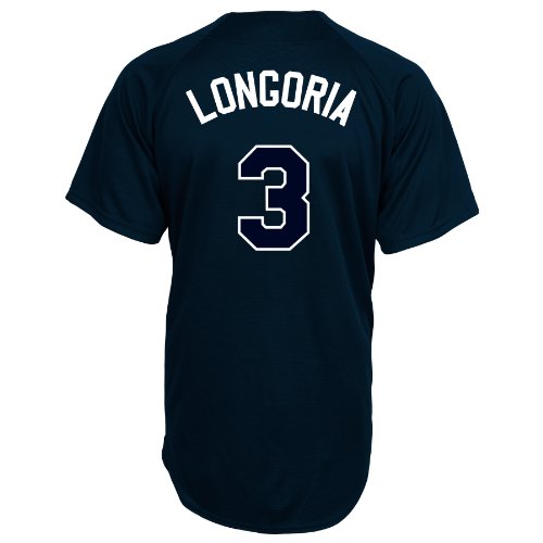 MLB Tampa Bay Rays Evan Longoria Full Button Down Synthetic Replica Batting Practice Jersey,Large
