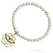 18k Yellow Gold Plated Sterling Silver Black Diamond-Accent and Freshwater Cultured Pearl Angel Charm Bracelet, 7.25\