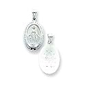 14k White Gold Reversible Miraculous Medal Pendant