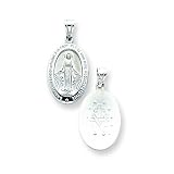 14k White Gold Reversible Miraculous Medal Pendant