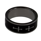 316L Black Stainless Steel Ring with Laser Cut Design