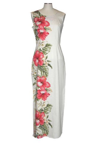 HIBISCUS FLORAL PANEL HAWAIIAN LONG TANK DRESS