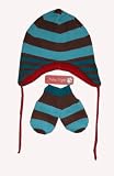 Redeclipse gift set with Toby Tiger brown/turquoise hat and mittens with ribbon and a Redeclipse gift tag