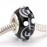 Murano Style Glass Lampwork Bumpy Bead Fits Pandora Ornate Black White 14mm (1)