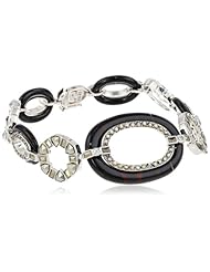 Judith Jack "Sparkles" Sterling Silver, Marcasite and Onyx Drama Bracelet, 7.75"