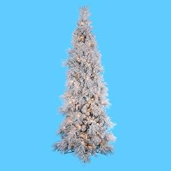 7.5' Pre-Lit Frosted Glacier Fir Artificial Half Christmas Tree - Clear Lights