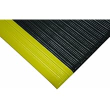 Wearwell PVC 451 Tuf Sponge Light Duty Anti-Fatigue Mat, for Dry Areas, Black / Yellow