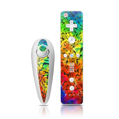 Tie-Dyed Explosion Design Nintendo Wii Nunchuk + Remote Controller Protector Skin Decal Sticker