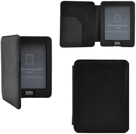 Premium Folio Magnetic Leather Case Cover for KOBO eReader Mini Edition (Black)