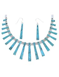 Turquoise Southwest Link Necklace And Earrings Set GS75287