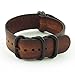 StrapsCo 24mm Brown Vintage Nato Zulu G10 Leather Watch Strap with Matte Black Rings