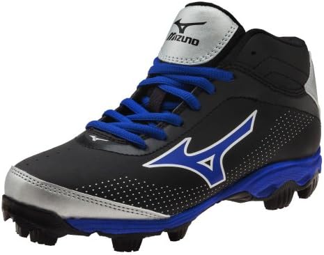Mizuno 9-Spike Franchise 7 Mid Molded Baseball Cleat (Black/Royal, 9.5)