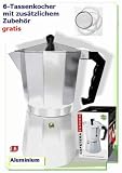 Espressokocher Kaffeekocher Espressobereiter Espresso Maker 6 Tassen Hell