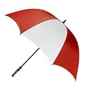 Manual Golf Umbrella with ID Handle - Red/ White