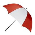 Manual Golf Umbrella with ID Handle - Red/ White