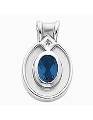 14K White Gold Oval Cut Sapphire and Diamond Pendant -- LIFETIME WARRANTY