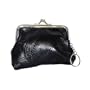 Black Leather Coin Purse with Clutch Clasp - Model #7057