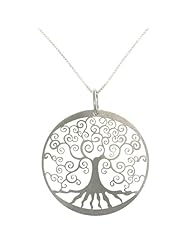 Sterling Silver Laser-cut Tree of Life Charm with 18 Inch Chain Necklace