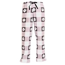Black and White Check and Paw Print Spirit Fun Print Novelty tie cord flannel cotton pants for lounging, sleep, sports. Unisex relaxed fit,