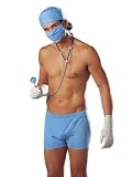 Mens SeXy Doctor Costume Let's Play Doctor 5 Pc Shorts Surgeon Mask Cap Stethoscope & Gloves Resident Check-Up