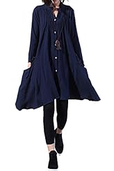 Cotton/Linen Long Sleeves Midi Dress 