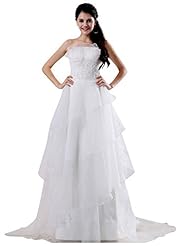 Crystal Beaded Empire   Waistline Off the Shoulder Organza Wedding Dress  with a Chapel Train 