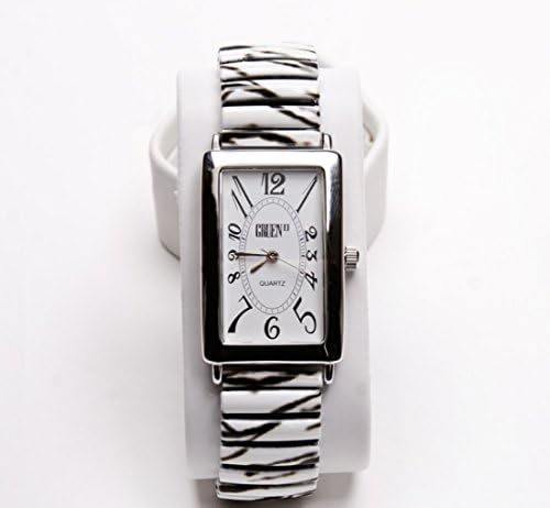 BLack and White Band Square Women's Watch