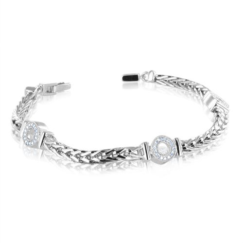  Circle Diamond Byzantine Bracelet in Sterling Silver -0.15 cttw - 7 inch