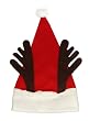 16" Red and White Christmas Santa Hat with Reindeer Antlers - Adult Size