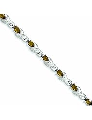 Genuine .925 Sterling Silver Whiskey Quartz Bracelet 14.3 Grams . 100% Satisfaction Guaranteed.