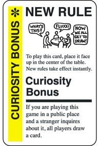 Fluxx Curiosity Bonus Promo Game Card (NEW RULE) Works with All Fluxx Games & Any Public Place! (Formerly Borders Bonus)