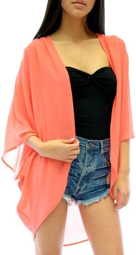 Azkara Womens Solid Three Quarter Sleeves Oversized Knit Kimono Cardigan Sweater