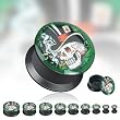 Black Acrylic Double Flat Flare Screw Fit Plug With 'Magical Death' Print - 5/8" - SOLD AS A PAIR
