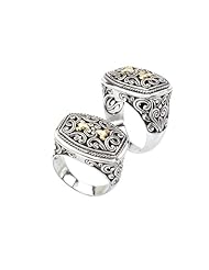 925 Silver Fleur-De-Lis Filigree Ring with 18k Gold Accents- Sizes 6-8