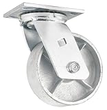 IMAGE OF Waxman 4130655 Extra Heavy Duty Steel Plate Caster with Swivel, Grey Tire and Chrome Rim, 6-Inch
