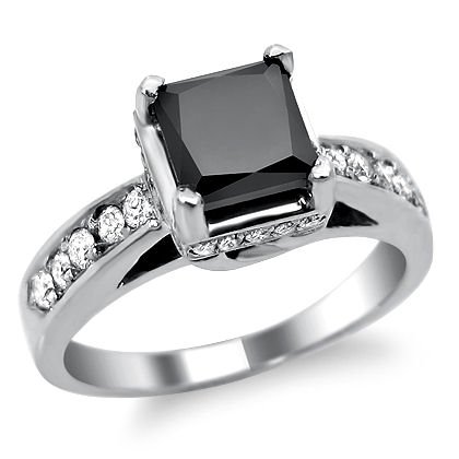 How to get 1.80ct Black Princess Cut Diamond Engagement Ring 14k White Gold Reviews