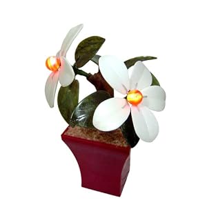 Battery-Operated Real Stone Flower Pot with Light by CMI