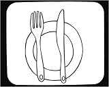 Mouse Pad with black and white, saucer, hotel, sign, Europe, fork, Germany, knife, food