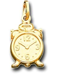 14K Yellow Gold 3D Alarm Clock Charm Pendant