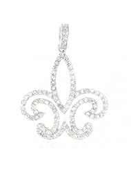 Bling Jewelry Sterling Silver CZ Pave Fleur de Lis Pendant