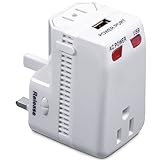International Plug Adapter with USB (White) (5