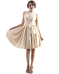 A-line Knee Length Bateau Neck Taffeta Lace Natural   Waistline Homecoming Dress 