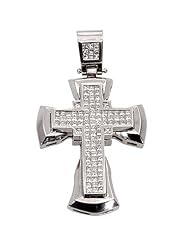 18k White Gold Invisible Diamond Cross Pendant 3.50 Carats