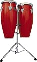 Latin Percussion LPA646 Aspire Conga Set with Double Stand, Red Wood