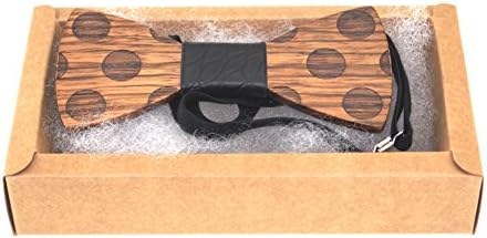 Handmade Men's Adjustable Wooden Bow Tie Rustic Wedding Pre-tied Bowtie Cocktail Party Costume Ties (Black)