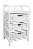 Willow Weaving-White Rattan 3 Drawer Storage Unit.