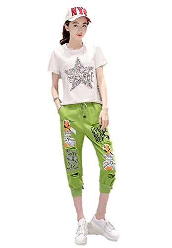 夏 レディース セットアップ 上下セット ツーピース ｔシャツ ショートパンツ スパンコール ハーフパンツ スウェット スポーティ レジャー スポーツ スウェットスーツ パンツスーツ 組合せ ハーフ丈 美脚 K8560