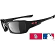 Oakley St. Louis Cardinals Fives Squared Men's Special Editions Major League Baseball Lifestyle Sunglasses w/ Free B&F Heart Sticker Bundle - Polished Black/Black Iridium
