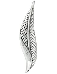 Sterling Silver Leaf Brooch Pin, 3 inch wide