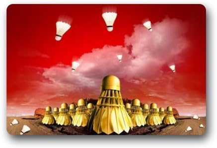 Custom Gift Funny Huge Badminton Machine-wahable Non-woven Doormat Indoor/Outdoor